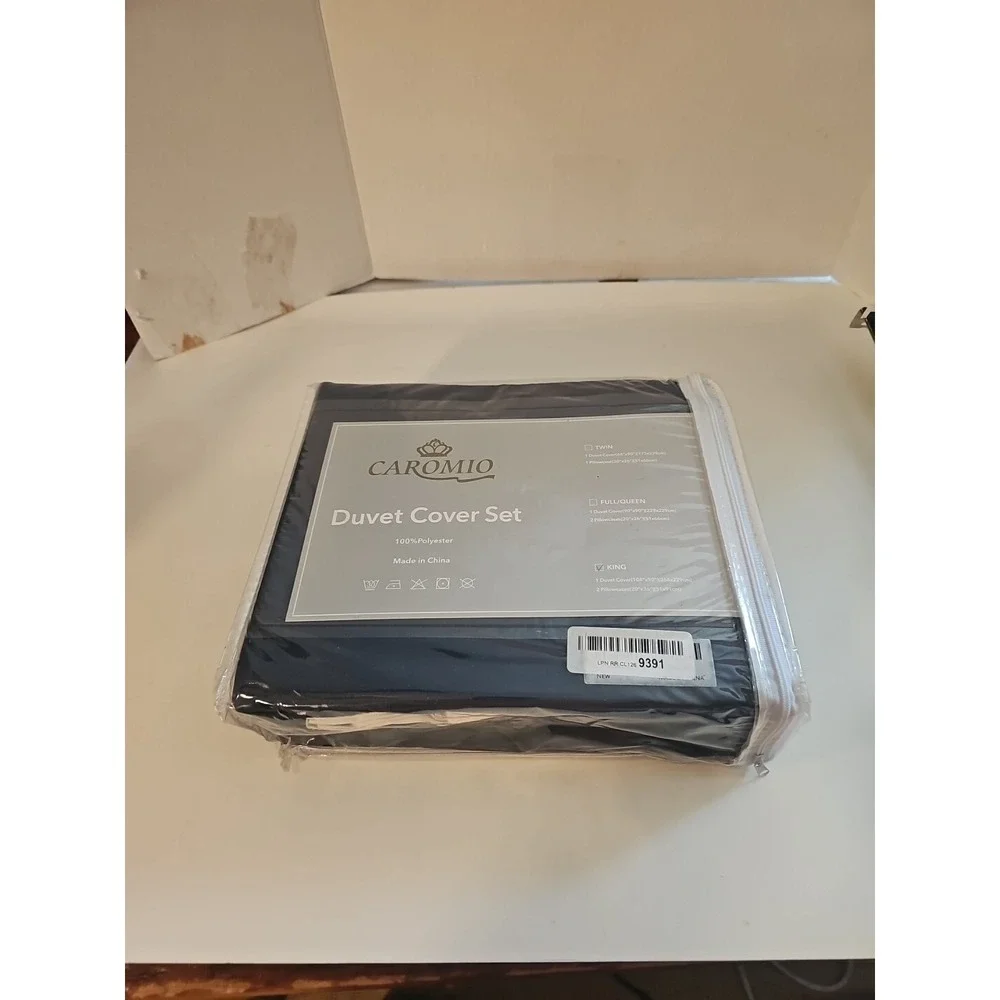 Duvet Cover & 2 Pillow Cases Sage Blue King Polyester 104x90 Caromio New